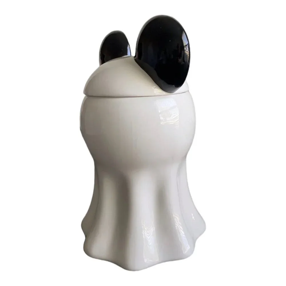 Disney’s Mickey Mouse Ghost Halloween Cookie‎ Jar Canister BOO Ears Candy Trick